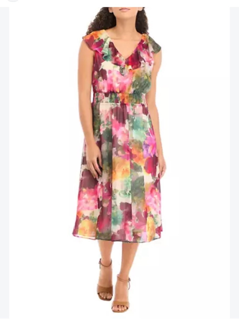 Vince Camuto Multicolor Floral Ruffle Maxi Dress💗 worn once